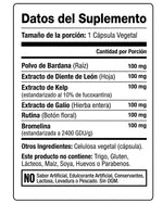 LYMPHATIC COMPLEX 6 IN 1 100% NATURAL Con 6 Ingredientes De Origen Organico: Kelp • Bromelina • Diente de león • Bardana • Cleavers.